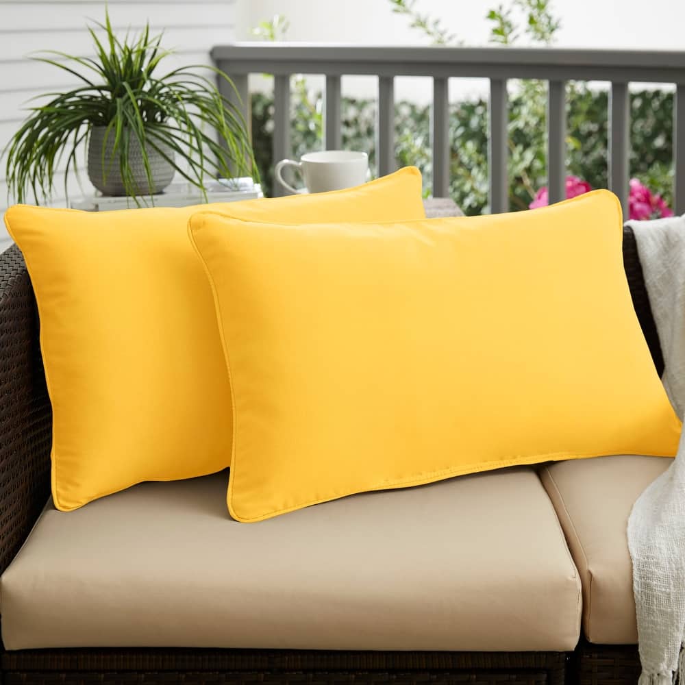 Sunbrella Sunflower Yellow Corded Indoor/ Outdoor Pillows (Set of 2)