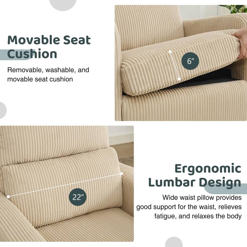 Swivel Manual Recliner Chair Teddy Fabric Nursery Glider Rocking Recliner Set of 2