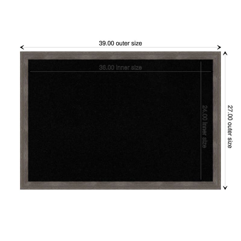 Pinstripe Lead Grey Wood Framed Black Corkboard Bulletin Board - Board Size 36x24