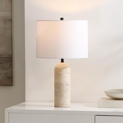 SAFAVIEH Jolene Travertine 24-inch Table Lamp (LED Bulb Included) - 14 in. W x 14 x in. D 24 in. H