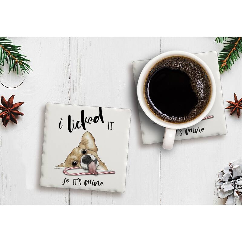 Counterart Absorbent Stone Coasters - I Licked It - Set of 4 - 4x4x1.536