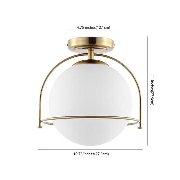 dimension image slide 1 of 2, SAFAVIEH Lighting Valise Flush Mount - 13" W x 11" D x 11" H