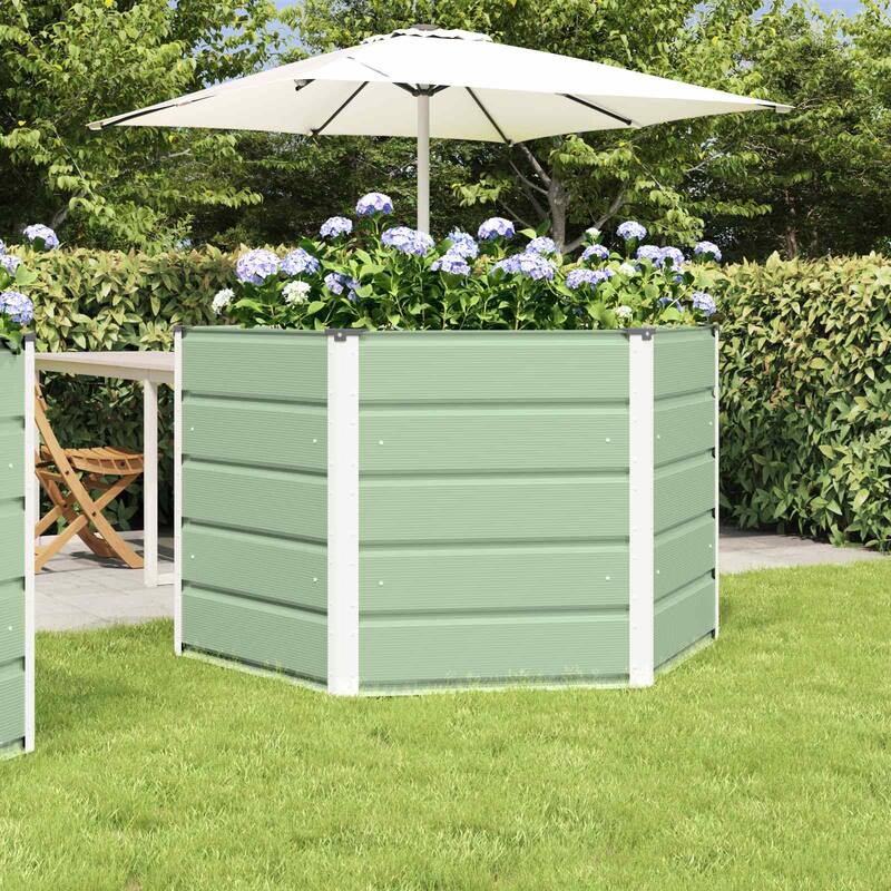 vidaXL Planter in Steel - 50.79 x 50.79 x 17.72 in. - Green - 50.79 x 50.79 x 29.53 in