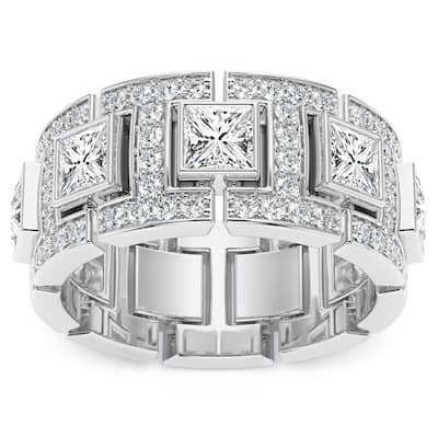 4Ct Men's Princess Cut Diamond 10MM Wide Ring Wedding Band Lab Grown