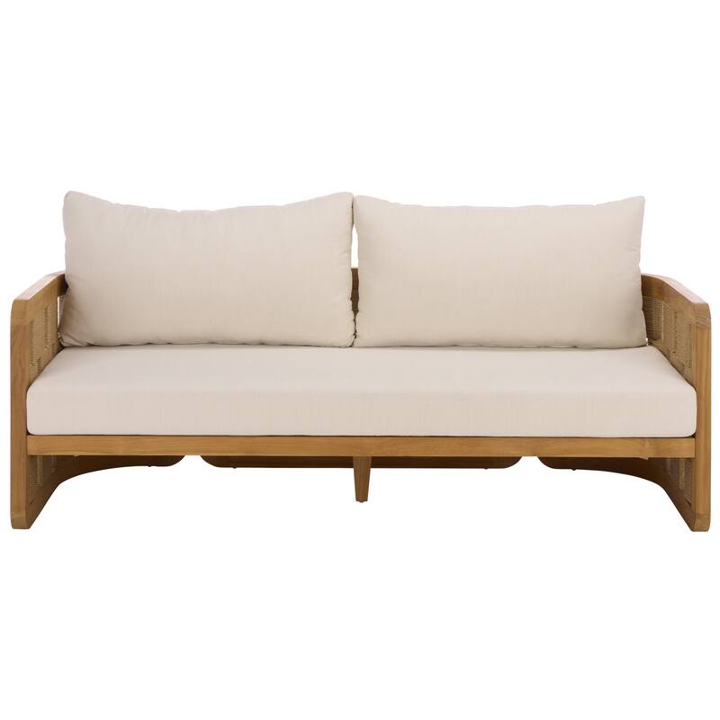 SAFAVIEH Couture Skipper Teak Patio Sofa - 69"W x 30"D x 24"H