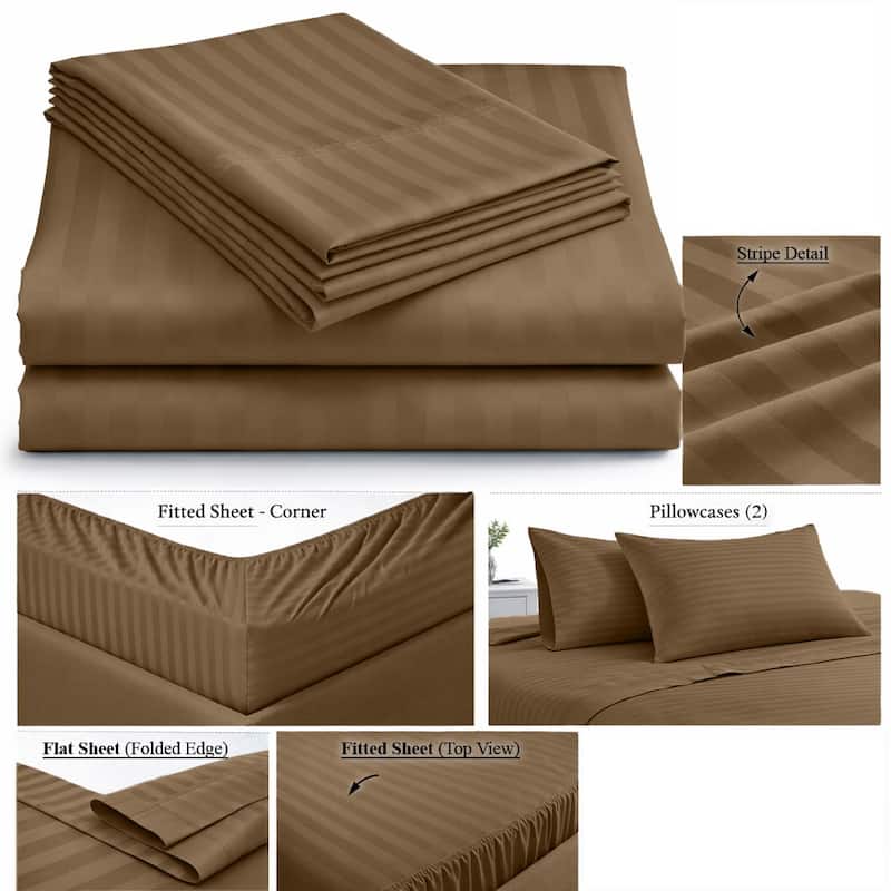 Home Sweet Home Dream Striped 1200 TC Cotton Deep Pocket Bed Sheet Set