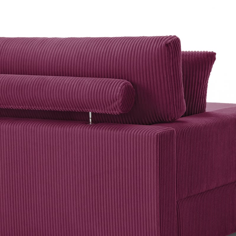 Modern Corduroy Indoor Chaise Lounge Couch with Pillows