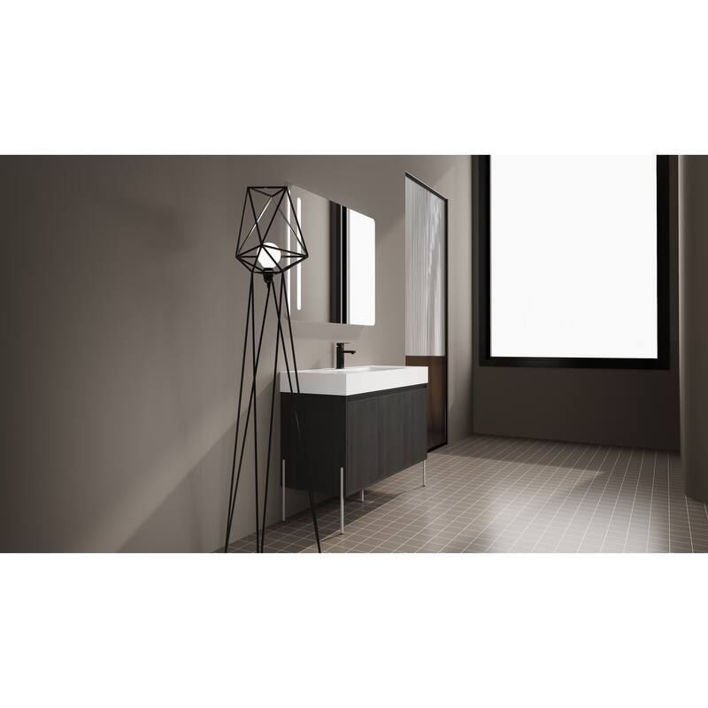 36-Inch Bathroom Vanity with Resin Sink, Floor-to-Ceiling Storage Cabinet, Soft Close Doors, and Easy Assembly