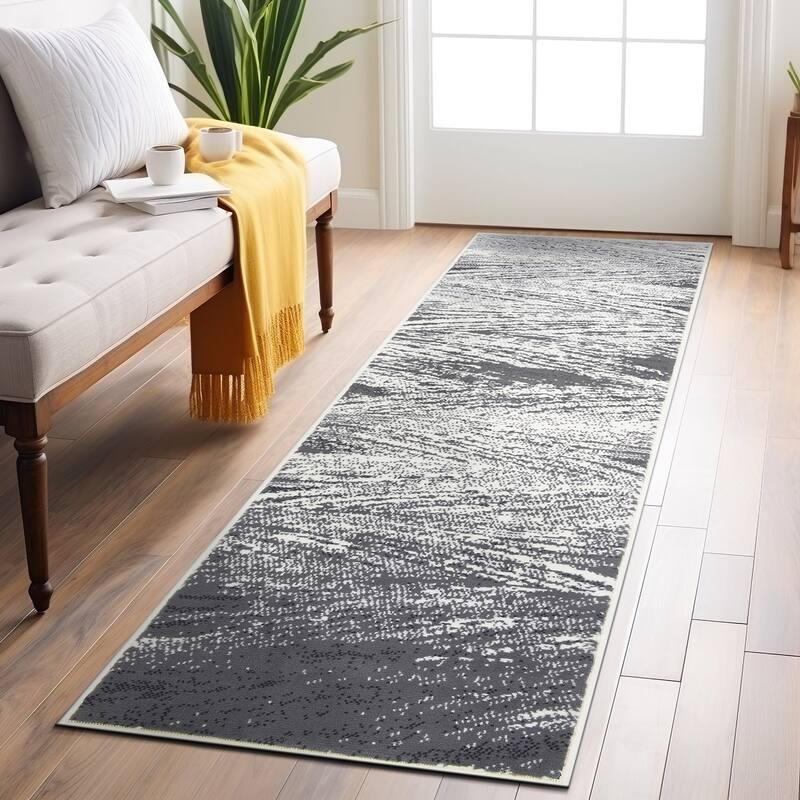 World Rug Gallery Contemporary Distressed Abstract Area Rug