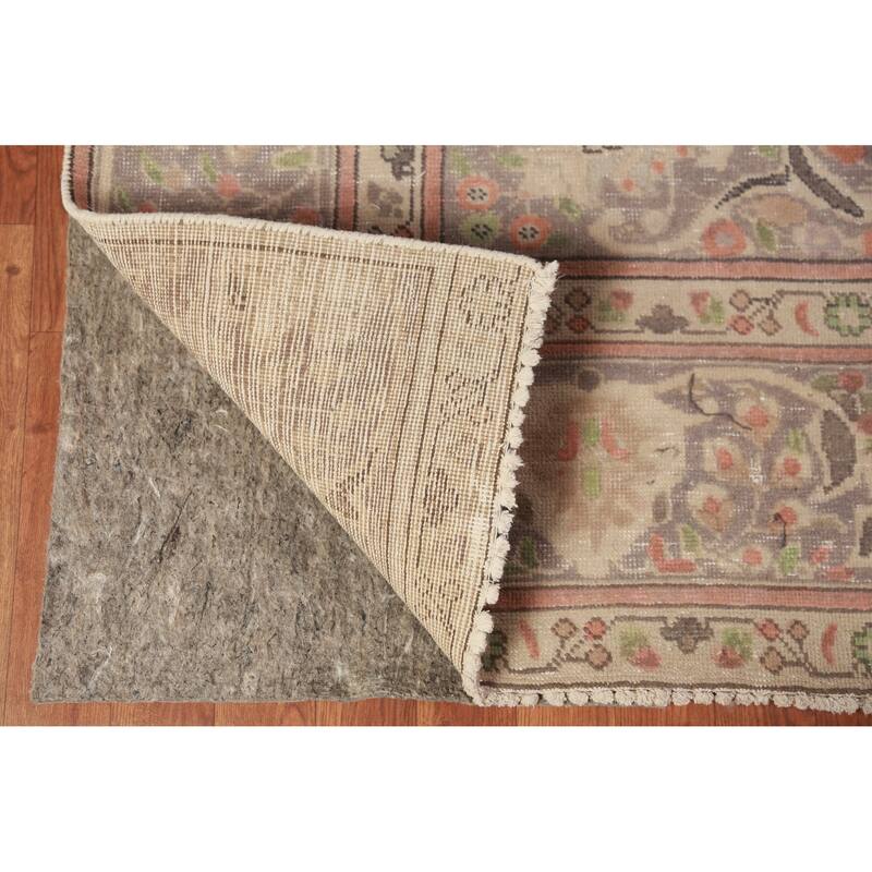 Light Blue Medallion Tabriz Persian Vintage Rug Handmade Wool Carpet - 9'2" x 12'5"