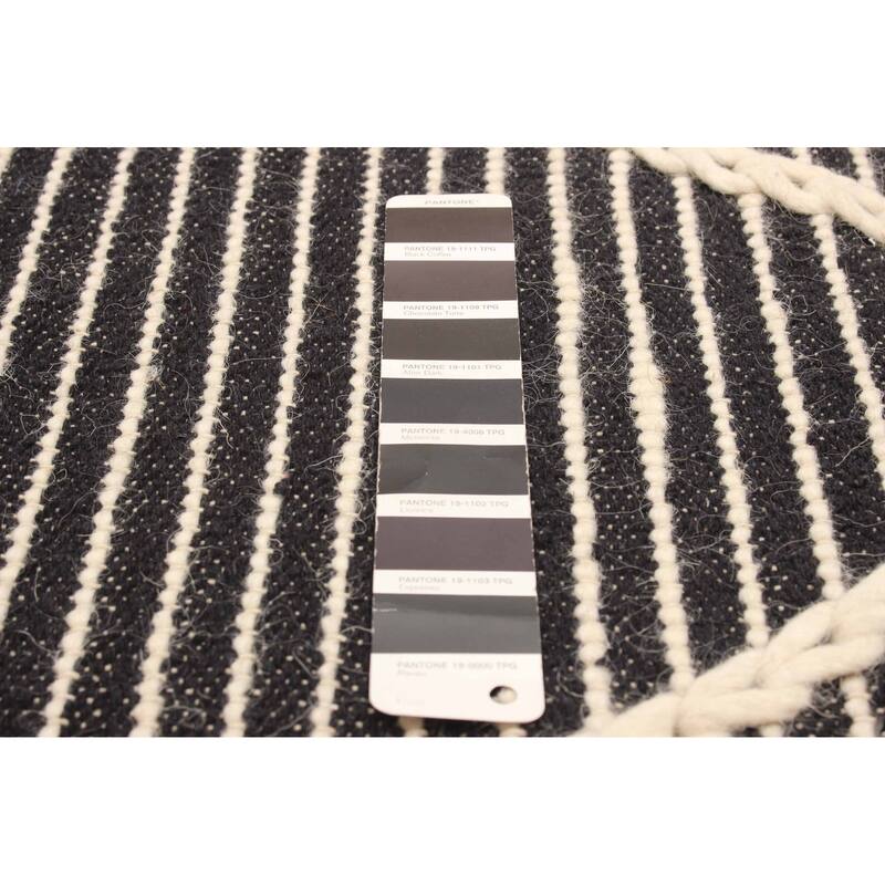 ECARPETGALLERY Braid weave Sienna Black Wool Rug - 4'9 x 7'10