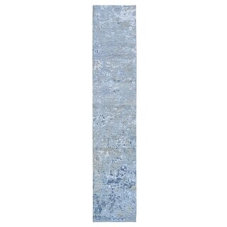 Hand Knotted Grey Modern and Contemporary with Wool & Silk Oriental Rug ...