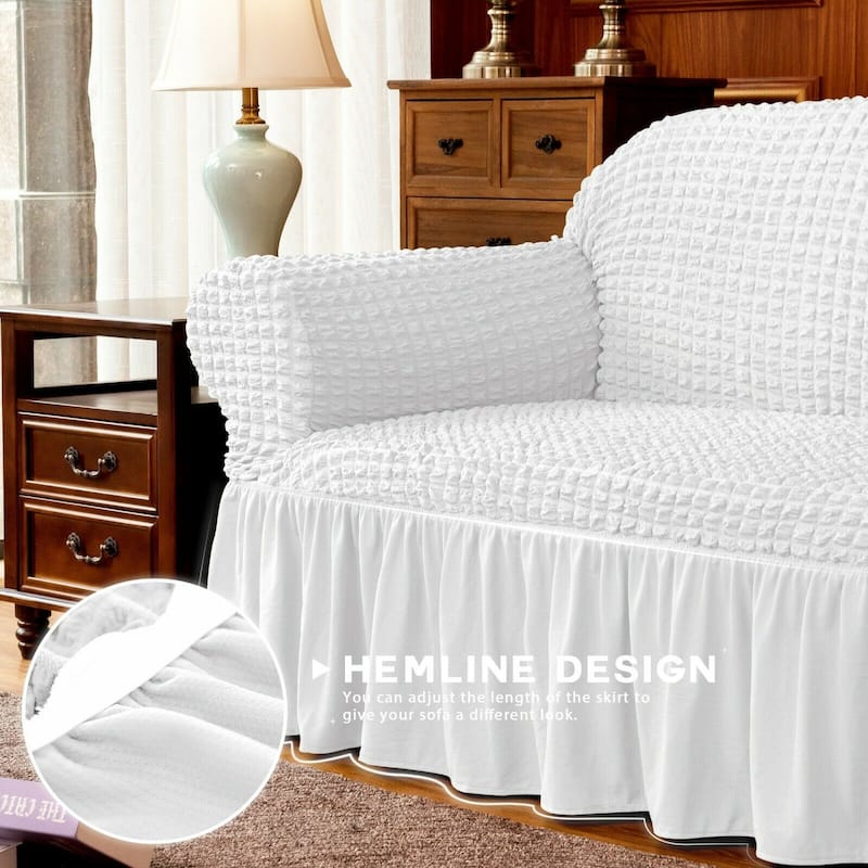 Subrtex 1 Piece Armchair Slipcover Seersucker Skirt Stretch Spandex Furniture Protector