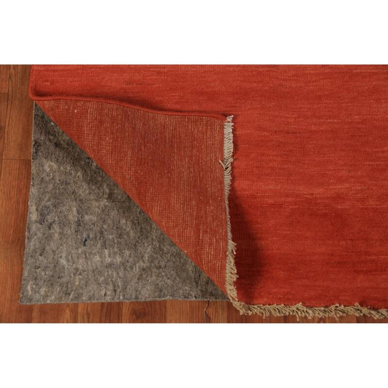 Orange Gabbeh Oriental Rug Handmade Stripe Wool Carpet - 2'9" x 4'2"