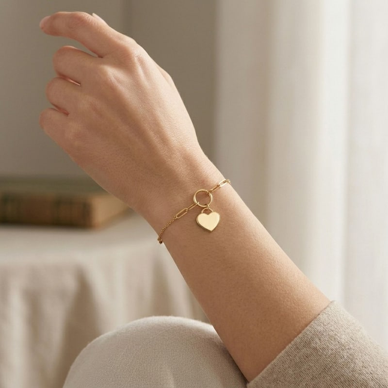 Fremada 10k Yellow Gold Heart Dangle Adjustable Bracelet