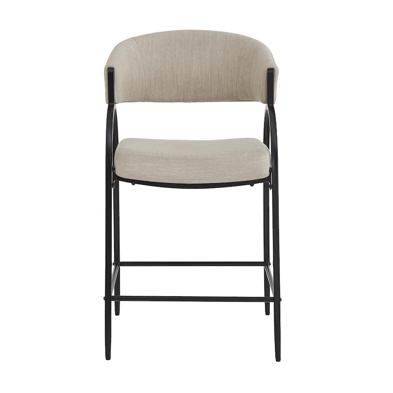 Christopher Knight Home - Upholstered Counter Height Bar Stool Set with Curved Backrest & Metal Frame, Set of 2 - 22.05"W