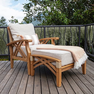 Cambridge Casual Carmel Teak Patio Club Chair with Ottoman