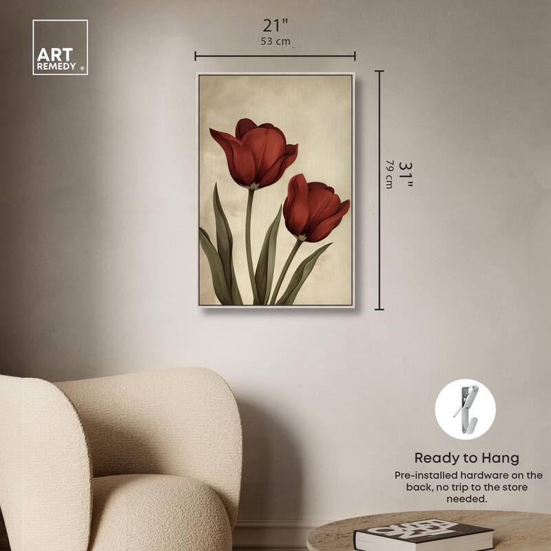 Deep Red Tulips Canvas by Art Remedy