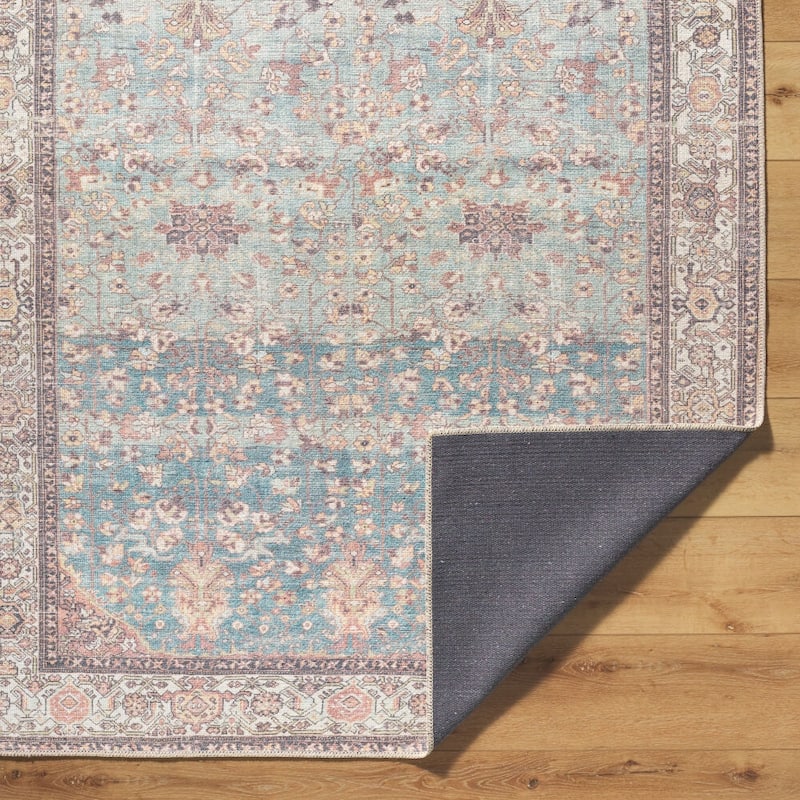 Livabliss Amelie Traditional Washable Area Rug - 2'7" x 7'10" - Brown/Teal