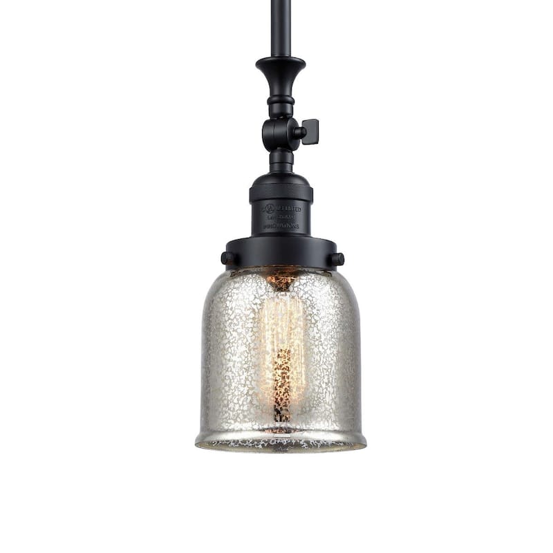 Innovations Lighting Small Bell 5" Wide Adjustable Mini Pendant - Matte Black / Silver Plated Mercury