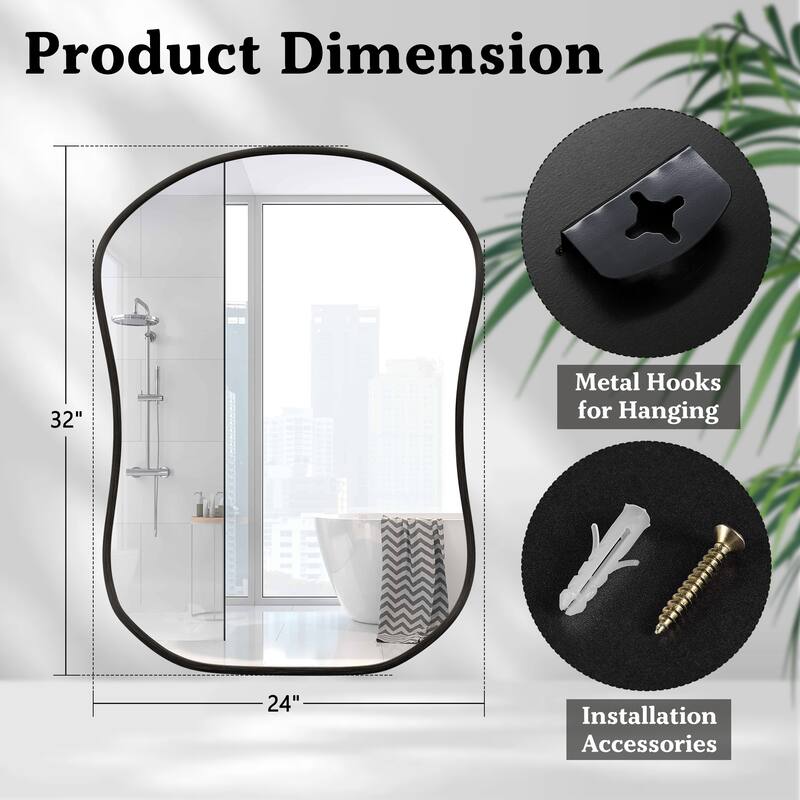 Gourd-Shaped Aluminum Alloy Framed Wall Mirror Asymmetrical Irregular Wall Mirror