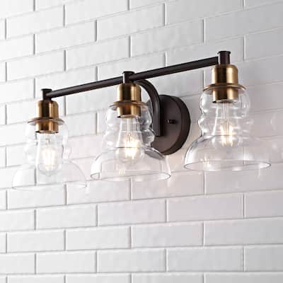 Modernist Vintage Metal/Glass Industrial Rustic LED Vanity, by JONATHAN Y