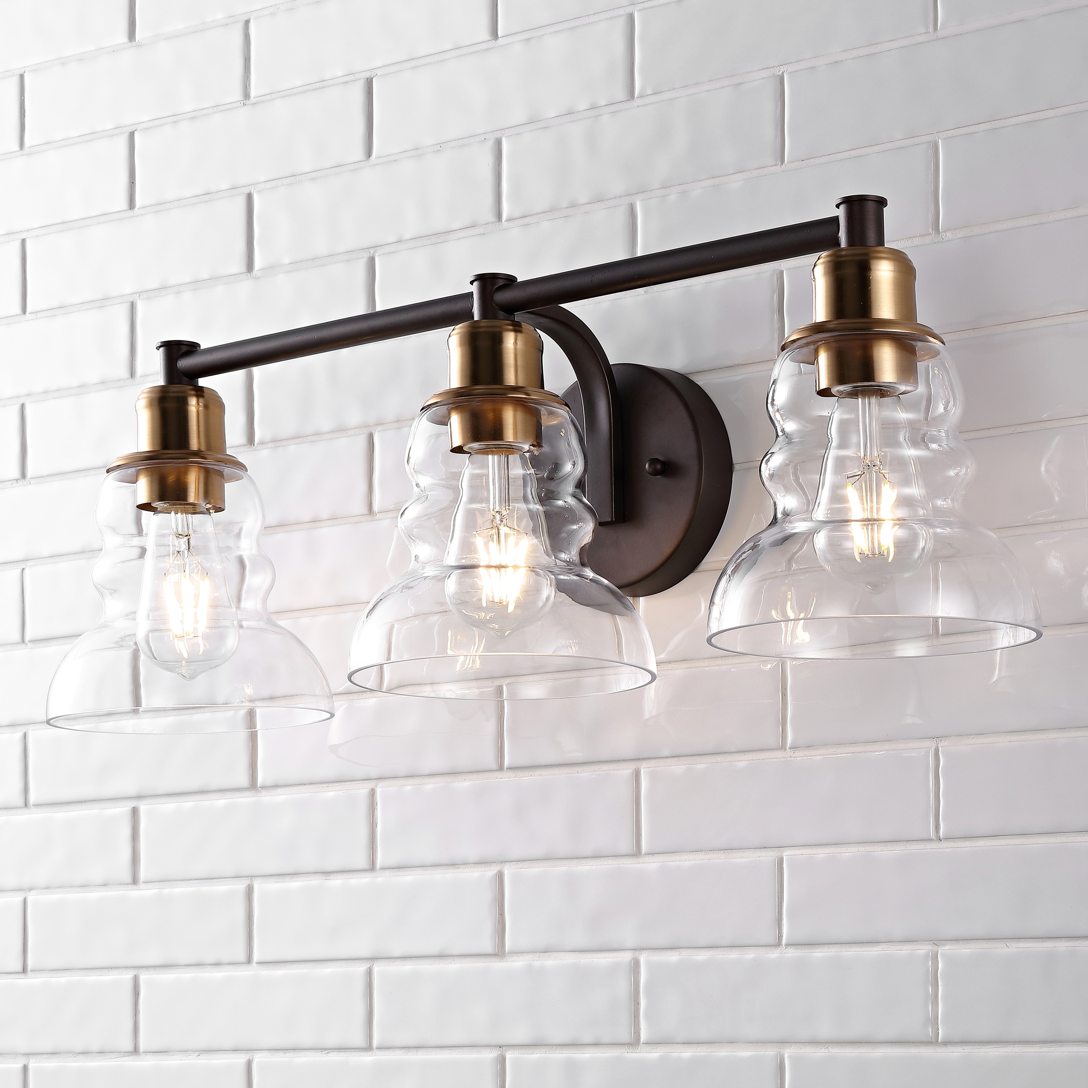 JONATHAN Y Modernist Vintage Metal/Glass Industrial Rustic LED Vanity