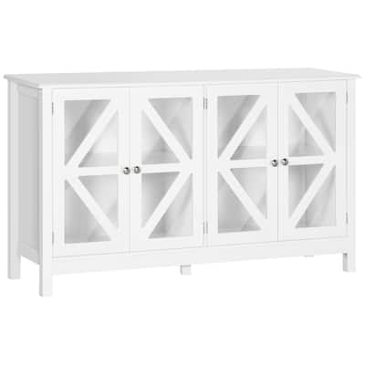 Buffet Cabinet with 4 Tempered Glass Doors and Adjustable Storage Shelf,Sideboard