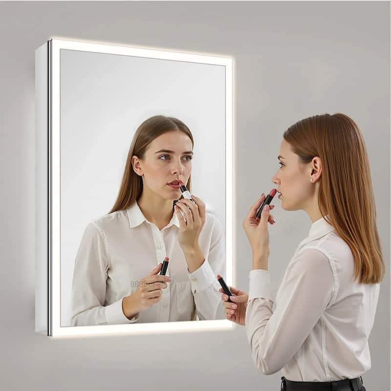 LED Medicine Cabinet with Mirror and One-Touch Anti-Fog 3 Color Light Modes for Modern Bathroom Use - 20.0 x 4.9 x 27.9 in
