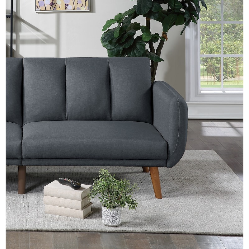 Convertible Mustard Sofa Bed - Stylish Polyfiber Couch with Extra Cushion