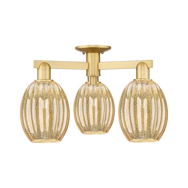 Innovations Lighting 716-3F-13-24 Preston Semi-Flush Preston 3 Light - Satin Gold / Mercury