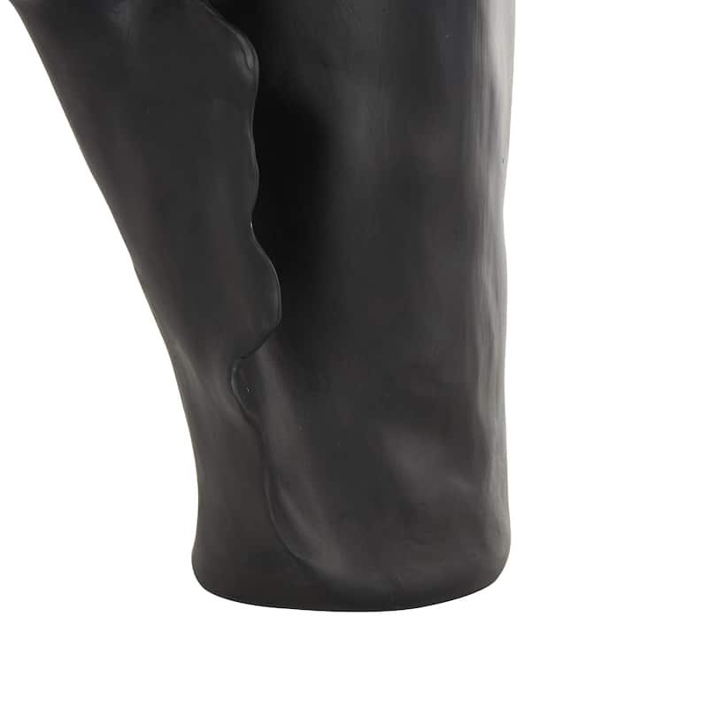 Ceramic Abstract Floral Inspired Vase with Wavy Folded Rim - White or Black - Roche River Decor
