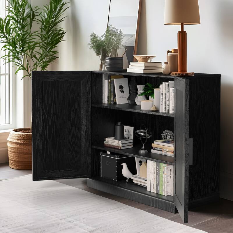 Wooden Accent Cabinet Storage Modern Sideboard Buffet Cabinet with Adjustable Shelf for Living Room Dining Room Entryway