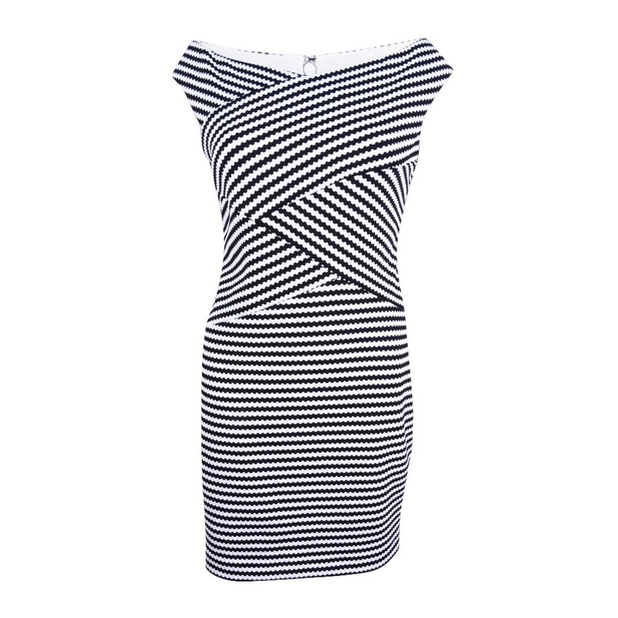 black white striped bodycon dress