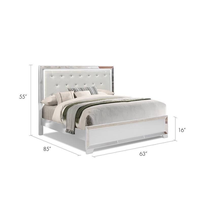 Everly a Crystal Tufted with LED lightning Bedroom Set