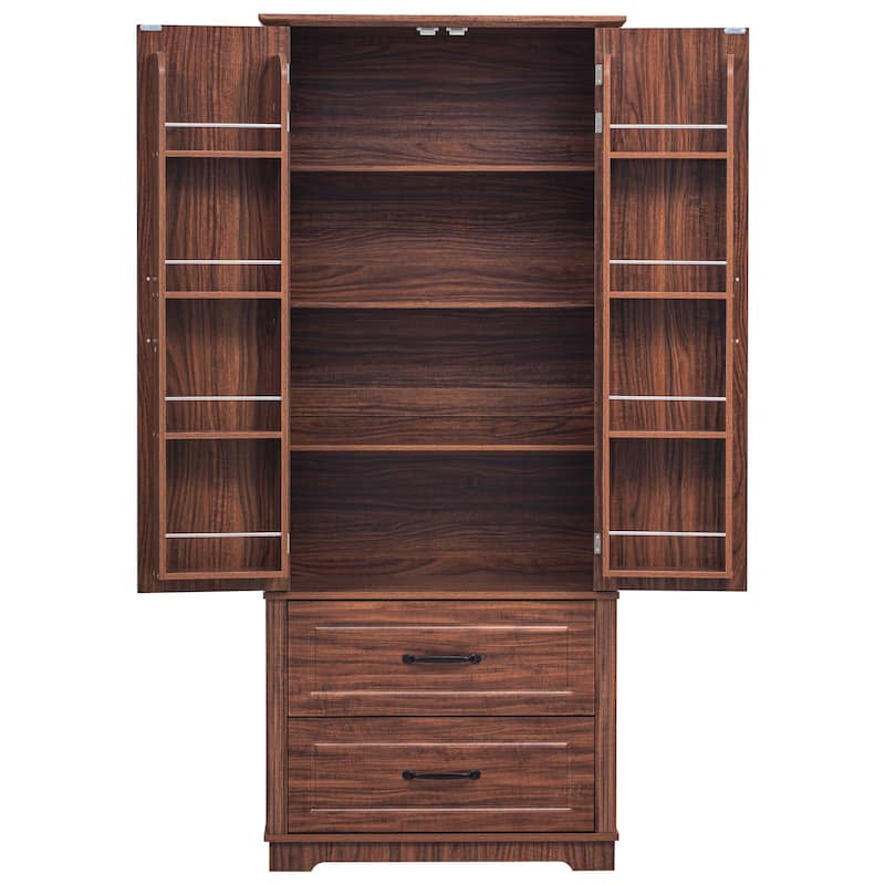 71" Farmhouse Pantry Cabinet Freestanding Storage Cupboard