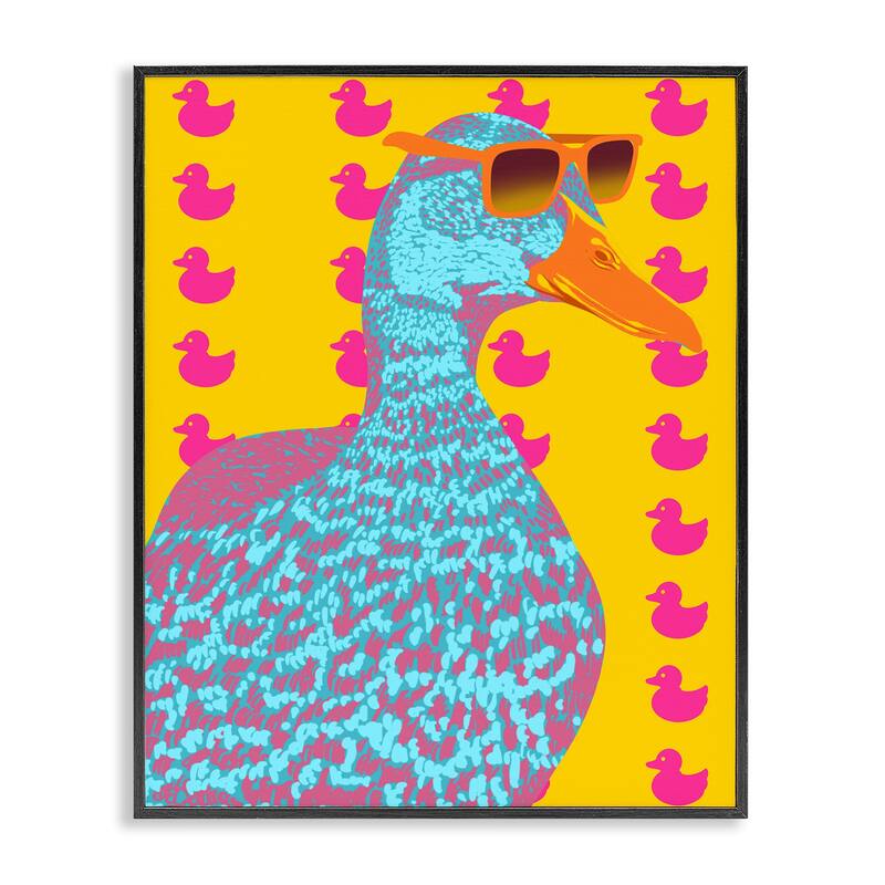 Stupell Quirky Vibrant Goose Framed Giclee Art Design By Marcus Prime - 16 x 20 - Black