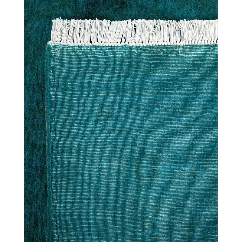 Overton Hand Knotted Wool Vintage Inspired Modern Contemporary Overdyed Blue Area Rug - 12' 3" x 16' 7"
