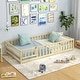preview thumbnail 16 of 36, Twin Size Kids Wood Montessori Floor Bed with Door and Fence