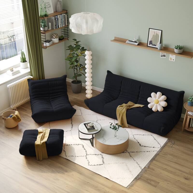 Lazy Floor Sofa Couch Modern Teddy Fabric Sofa Living Room Sofa Bean Bag Chair