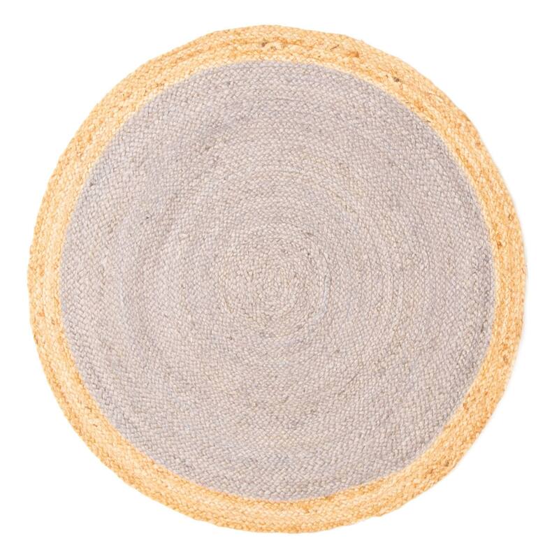 ECARPETGALLERY Braided Weave Palas Denizli Grey Jute Rug - 3'0 x 3'0