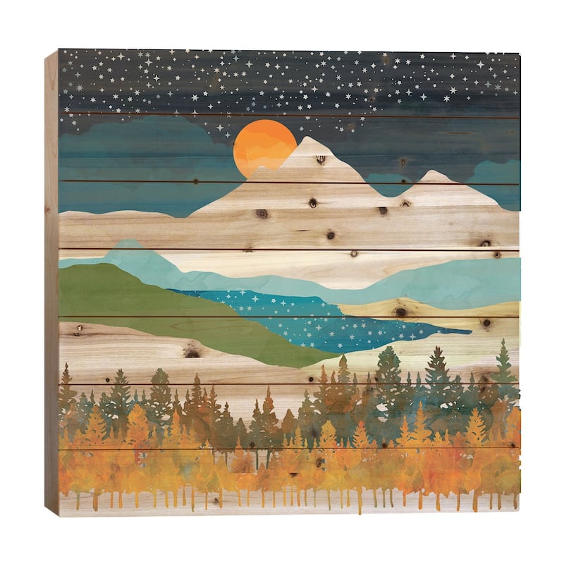 Winters Night Print On Wood by SpaceFrog Designs - Multi-Color - 26x26x1.5