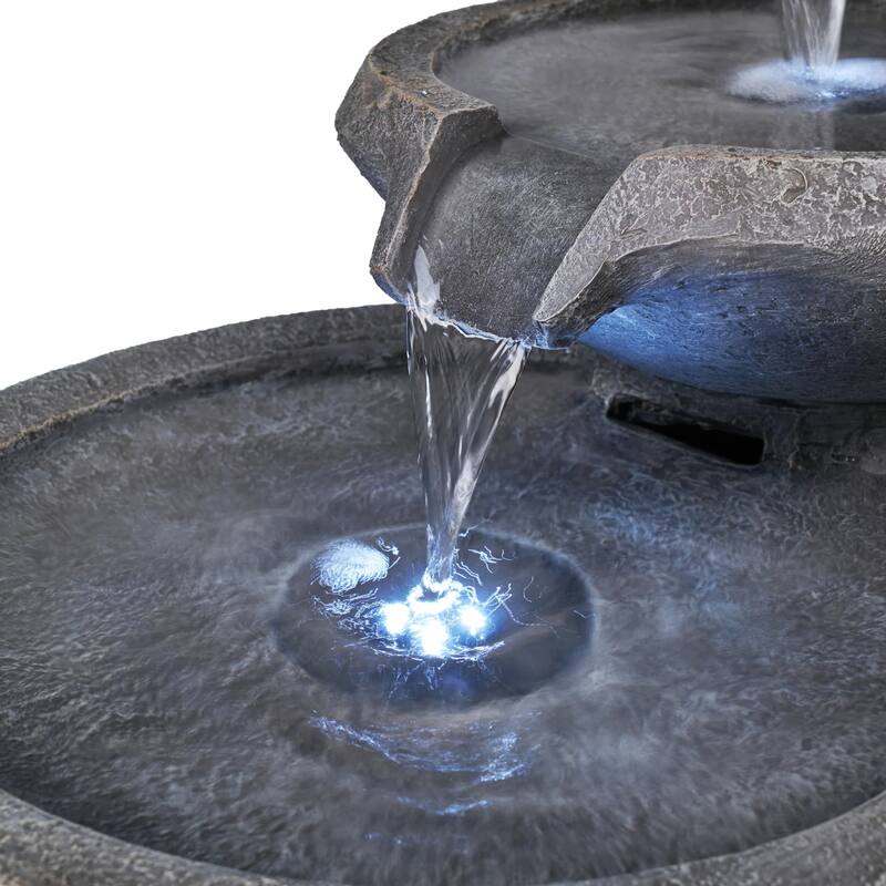 LED Lighted Cascading Pagoda Lamp Outdoor Garden Water Fountain - 26"