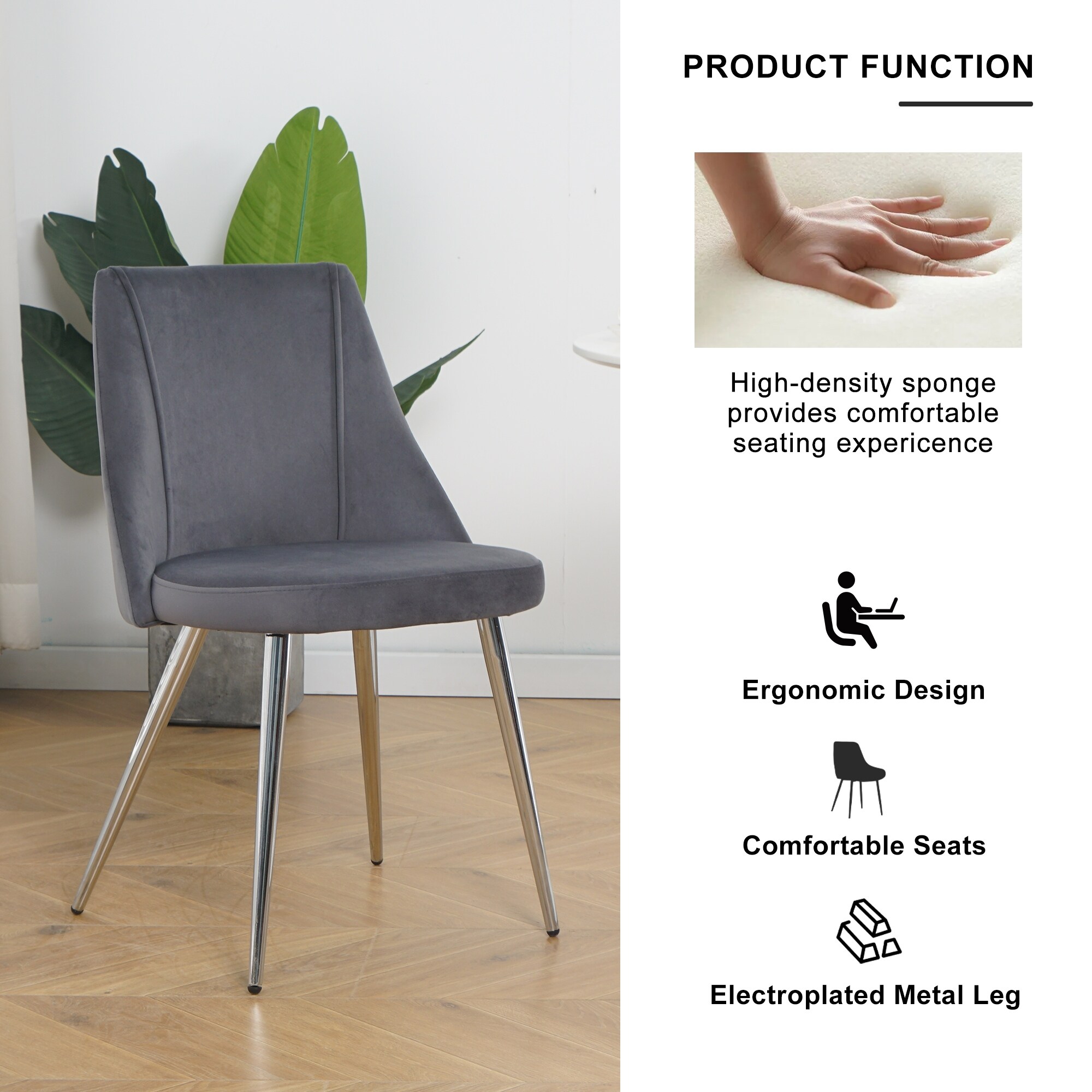 Set of Modern Velvet Upholstered Accent Dining Chairs Bed Bath