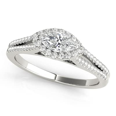 Auriya 14k White Gold Lab Grown Marquise Diamond Halo Engagement Ring 0.50 to 5.00 ct. tw. (F-G VS)