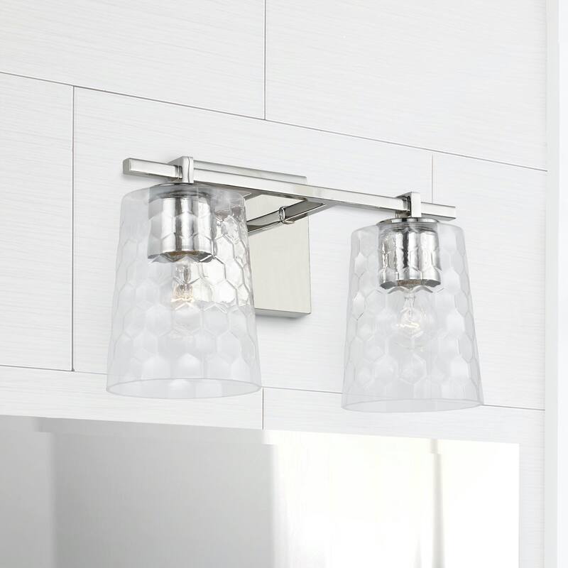 2-light 14.5-inch Bath/ Vanity Fixture w/ Clear Honeycomb Glass