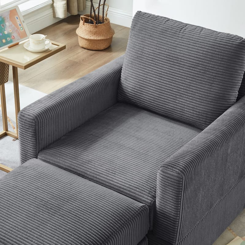 GDFStudio Classic Corduroy Club Chair with Ottoman