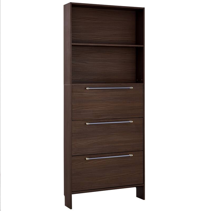 Shoe Cabinet with 3 Flip Drawers, Entryway Shoe Storage Cabinet with Open Shelves