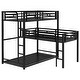 preview thumbnail 4 of 7, L-Shaped Metal Triple Twin Bunk Bed - Space-Saving, Stylish & Safe