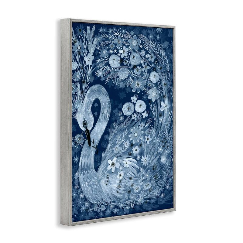 Stupell Swirling Florals Swan Framed Giclee Art Design By Kay Widdowson